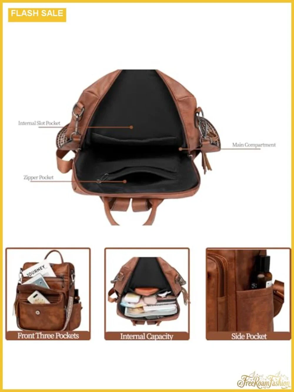 Women's Vegan Leather Fashion Backpack Purse with Wallet, Travel Convertible